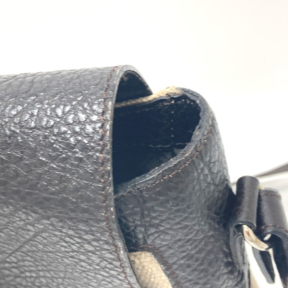 Dunhill Shoulder Bag Leather, Linen Beige x brown mens Used Authentic