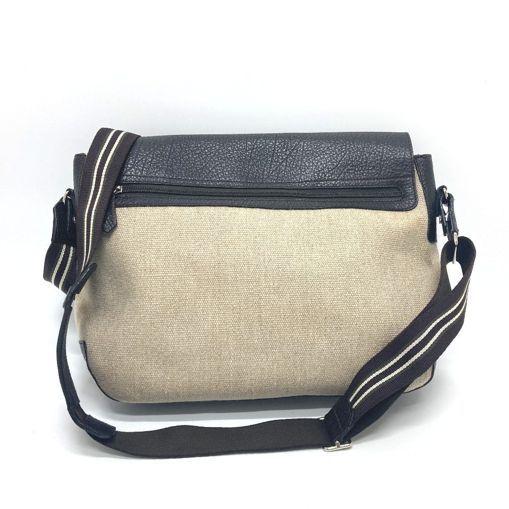 Dunhill Shoulder Bag Leather, Linen Beige x brown mens Used Authentic