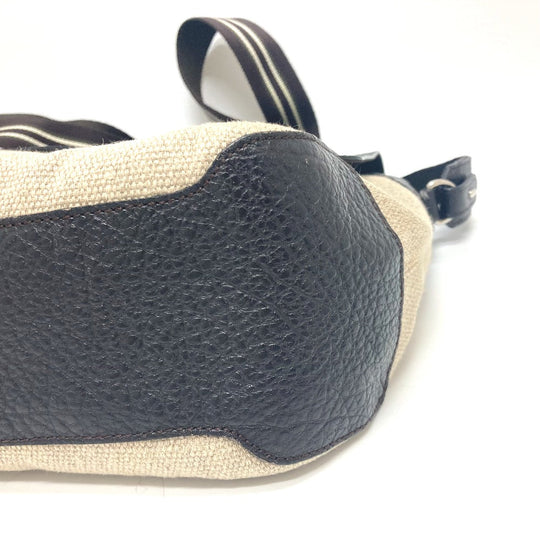 Dunhill Shoulder Bag Leather, Linen Beige x brown mens Used Authentic