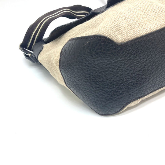 Dunhill Shoulder Bag Leather, Linen Beige x brown mens Used Authentic