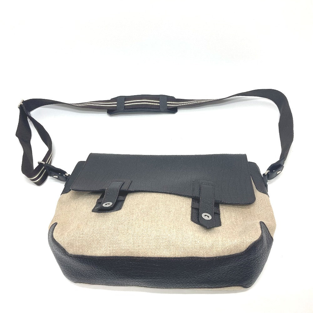 Dunhill Shoulder Bag Leather, Linen Beige x brown mens Used Authentic
