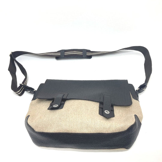 Dunhill Shoulder Bag Leather, Linen Beige x brown mens Used Authentic
