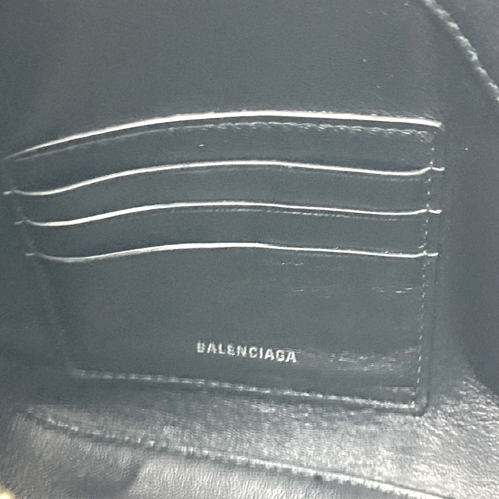 BALENCIAGA Pouch 476976 leather blue Triangle triangle Women Used Authentic