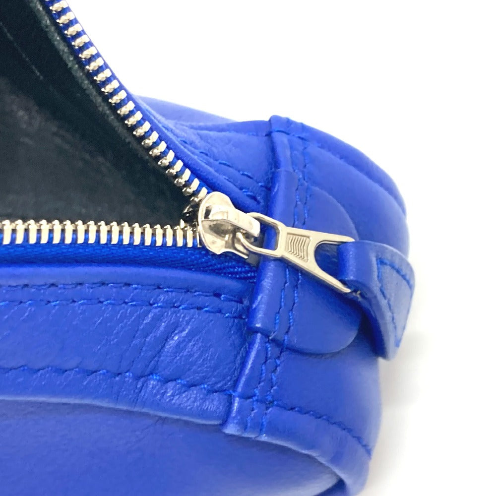 BALENCIAGA Pouch 476976 leather blue Triangle triangle Women Used Authentic