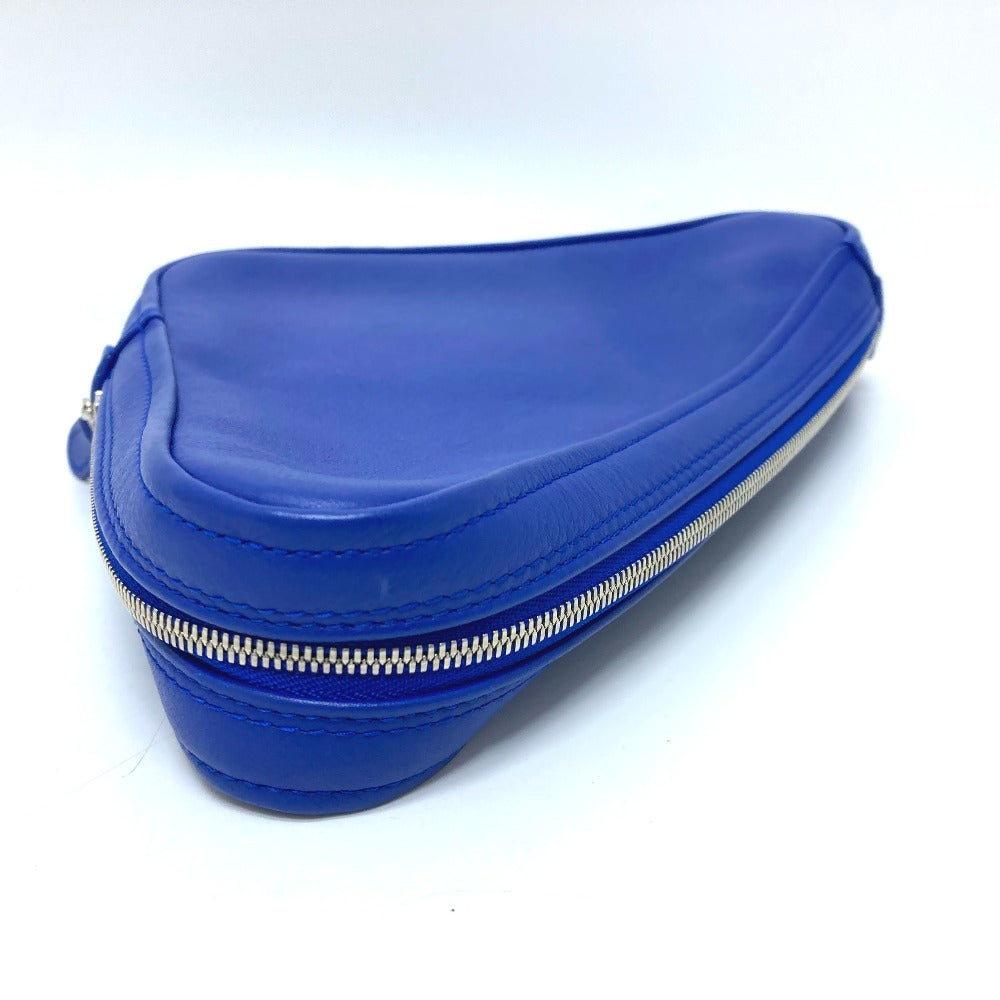 BALENCIAGA Pouch 476976 leather blue Triangle triangle Women Used Authentic