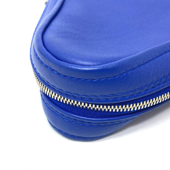 BALENCIAGA Pouch 476976 leather blue Triangle triangle Women Used Authentic