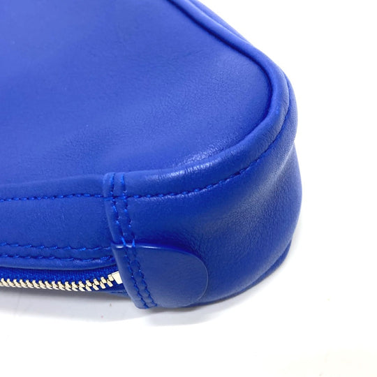 BALENCIAGA Pouch 476976 leather blue Triangle triangle Women Used Authentic