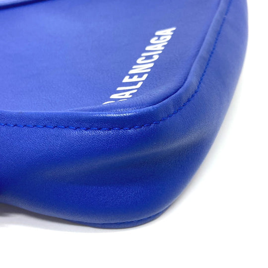 BALENCIAGA Pouch 476976 leather blue Triangle triangle Women Used Authentic