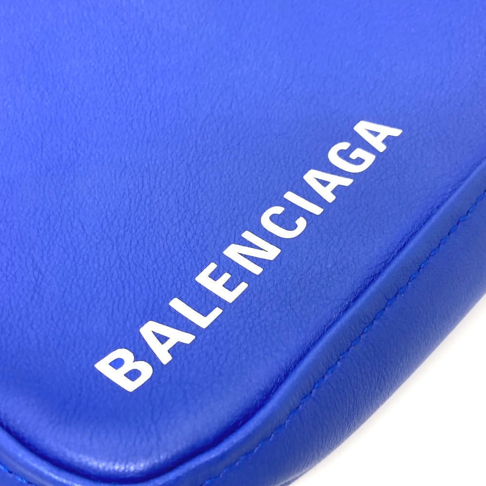BALENCIAGA Pouch 476976 leather blue Triangle triangle Women Used Authentic