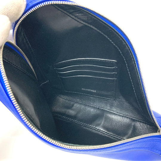 BALENCIAGA Pouch 476976 leather blue Triangle triangle Women Used Authentic
