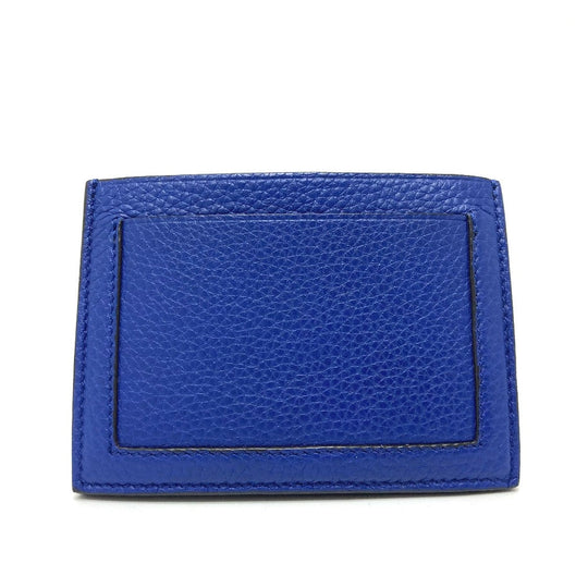 CELINE Card Case leather blue logo Women Used Authentic