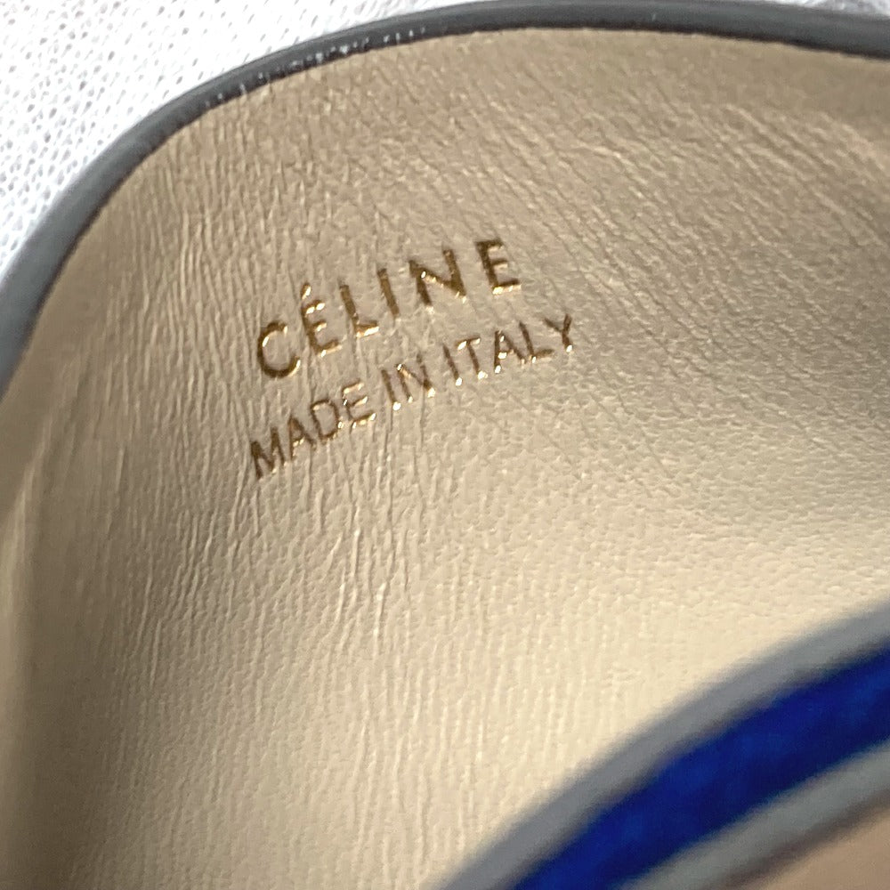 CELINE Card Case leather blue logo Women Used Authentic