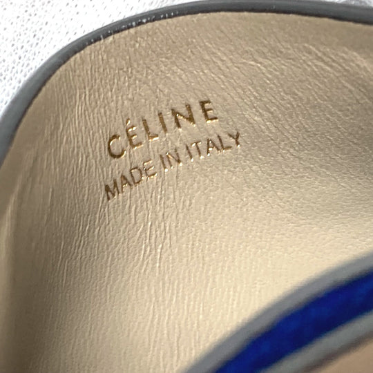 CELINE Card Case leather blue logo Women Used Authentic