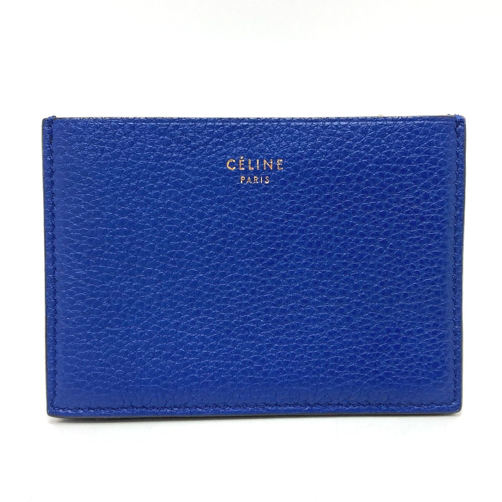 CELINE Card Case leather blue logo Women Used Authentic