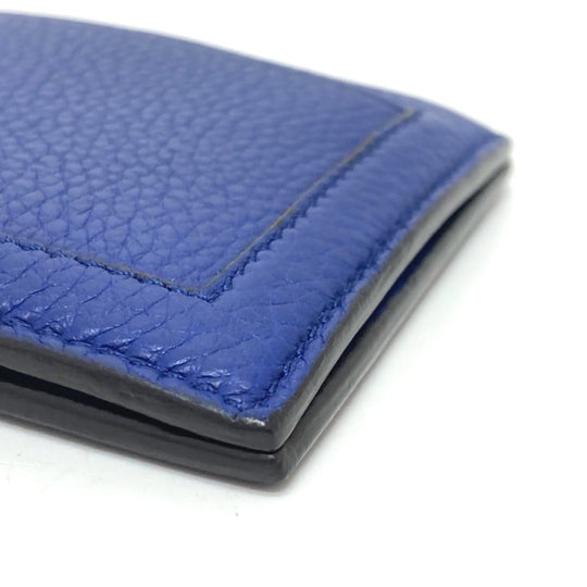 CELINE Card Case leather blue logo Women Used Authentic