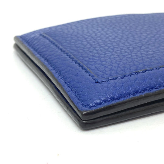 CELINE Card Case leather blue logo Women Used Authentic