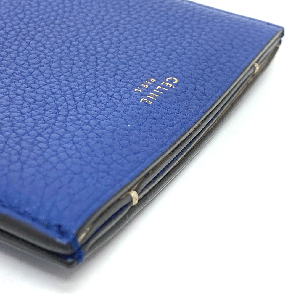 CELINE Card Case leather blue logo Women Used Authentic