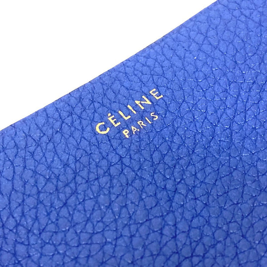 CELINE Card Case leather blue logo Women Used Authentic