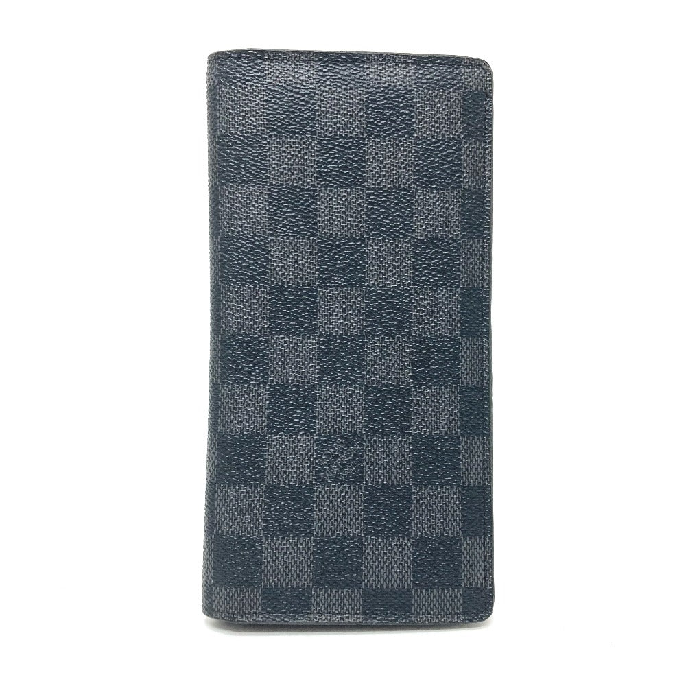 LOUIS VUITTON Long Wallet Purse Damier Grafitto Canvas black Portefeuille Brazza K/K with initial Women Used Authentic