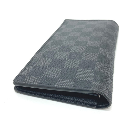 LOUIS VUITTON Long Wallet Purse Damier Grafitto Canvas black Portefeuille Brazza K/K with initial Women Used Authentic