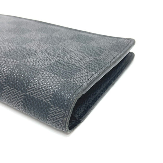 LOUIS VUITTON Long Wallet Purse Damier Grafitto Canvas black Portefeuille Brazza K/K with initial Women Used Authentic