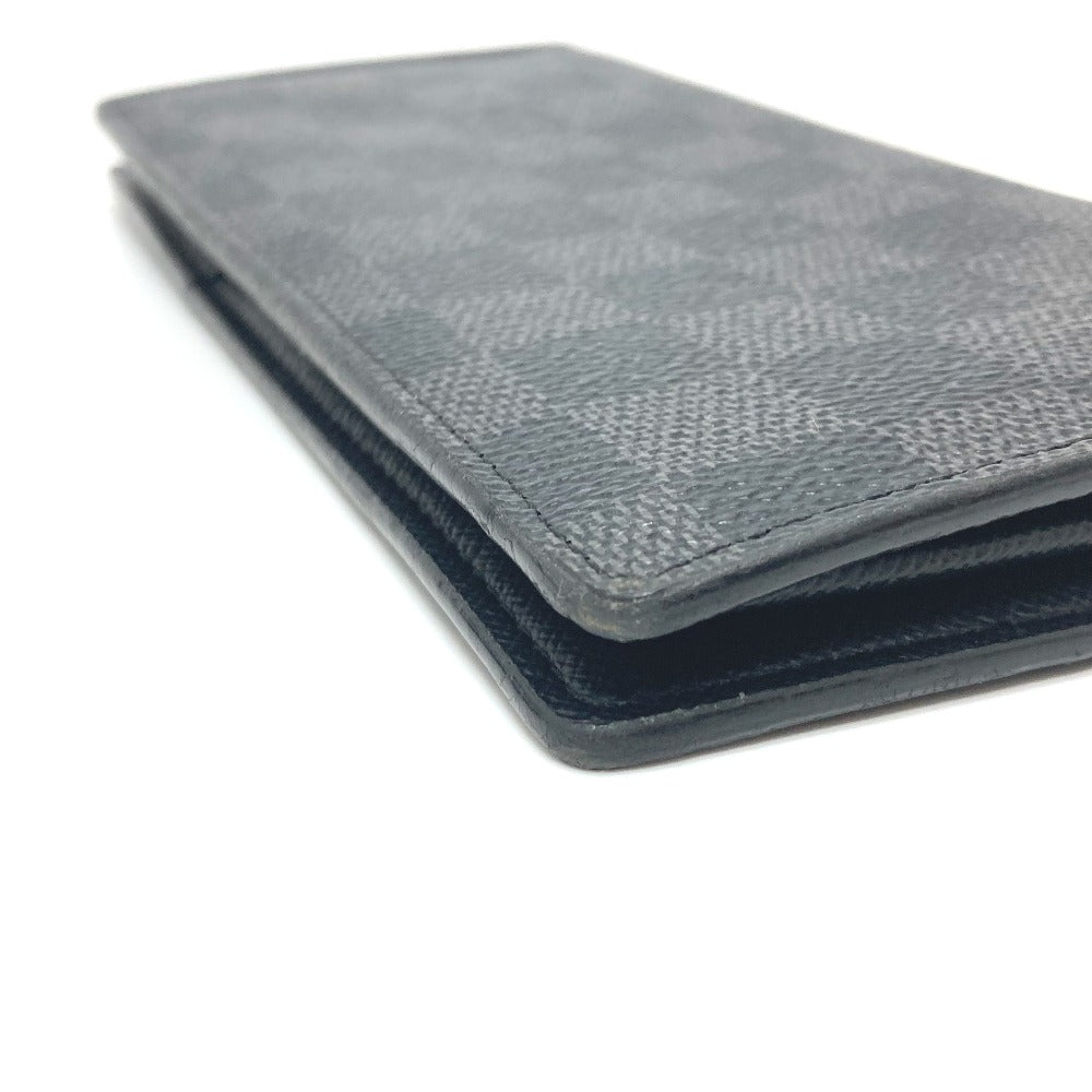 LOUIS VUITTON Long Wallet Purse Damier Grafitto Canvas black Portefeuille Brazza K/K with initial Women Used Authentic
