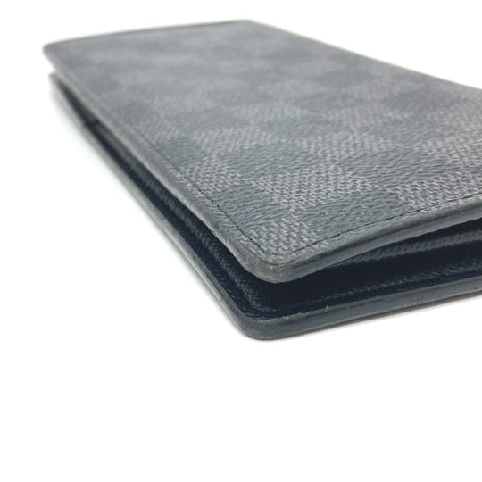 LOUIS VUITTON Long Wallet Purse Damier Grafitto Canvas black Portefeuille Brazza K/K with initial Women Used Authentic