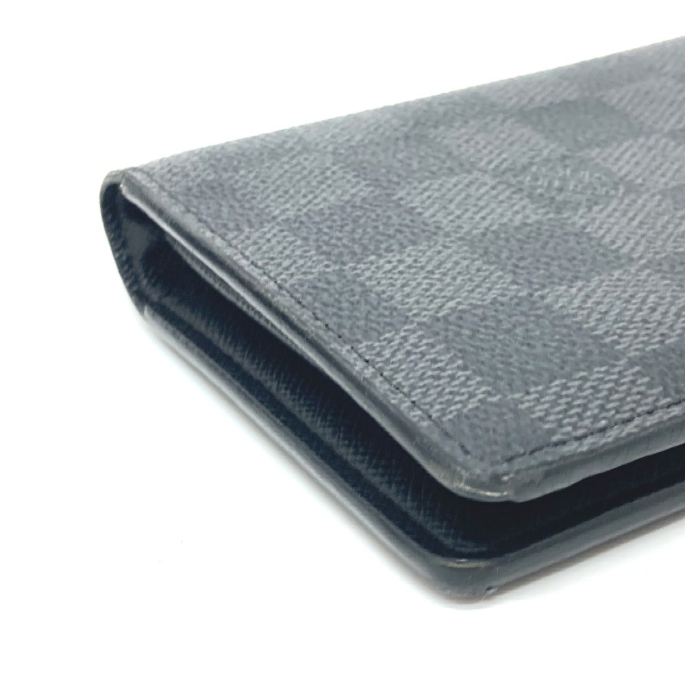 LOUIS VUITTON Long Wallet Purse Damier Grafitto Canvas black Portefeuille Brazza K/K with initial Women Used Authentic