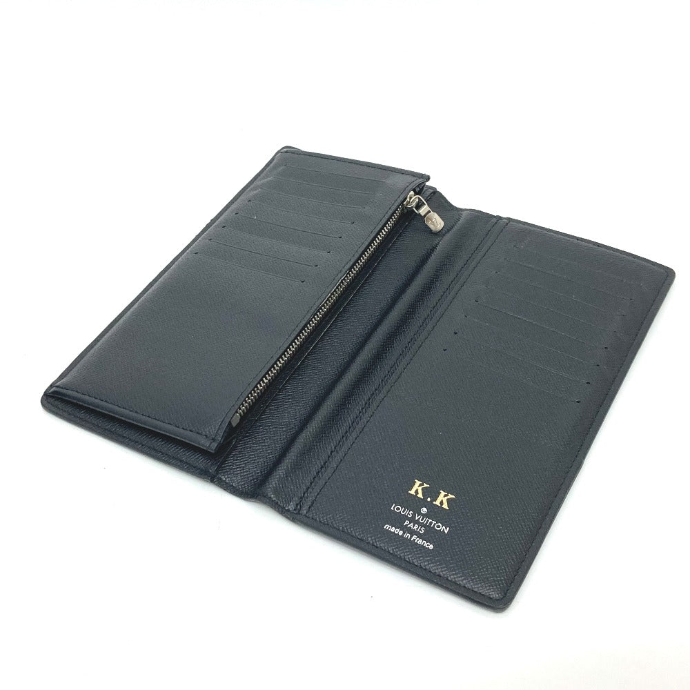 LOUIS VUITTON Long Wallet Purse Damier Grafitto Canvas black Portefeuille Brazza K/K with initial Women Used Authentic