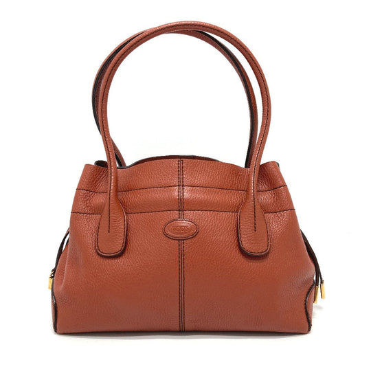 TOD'S Tote Bag leather Brown logo Women Used Authentic