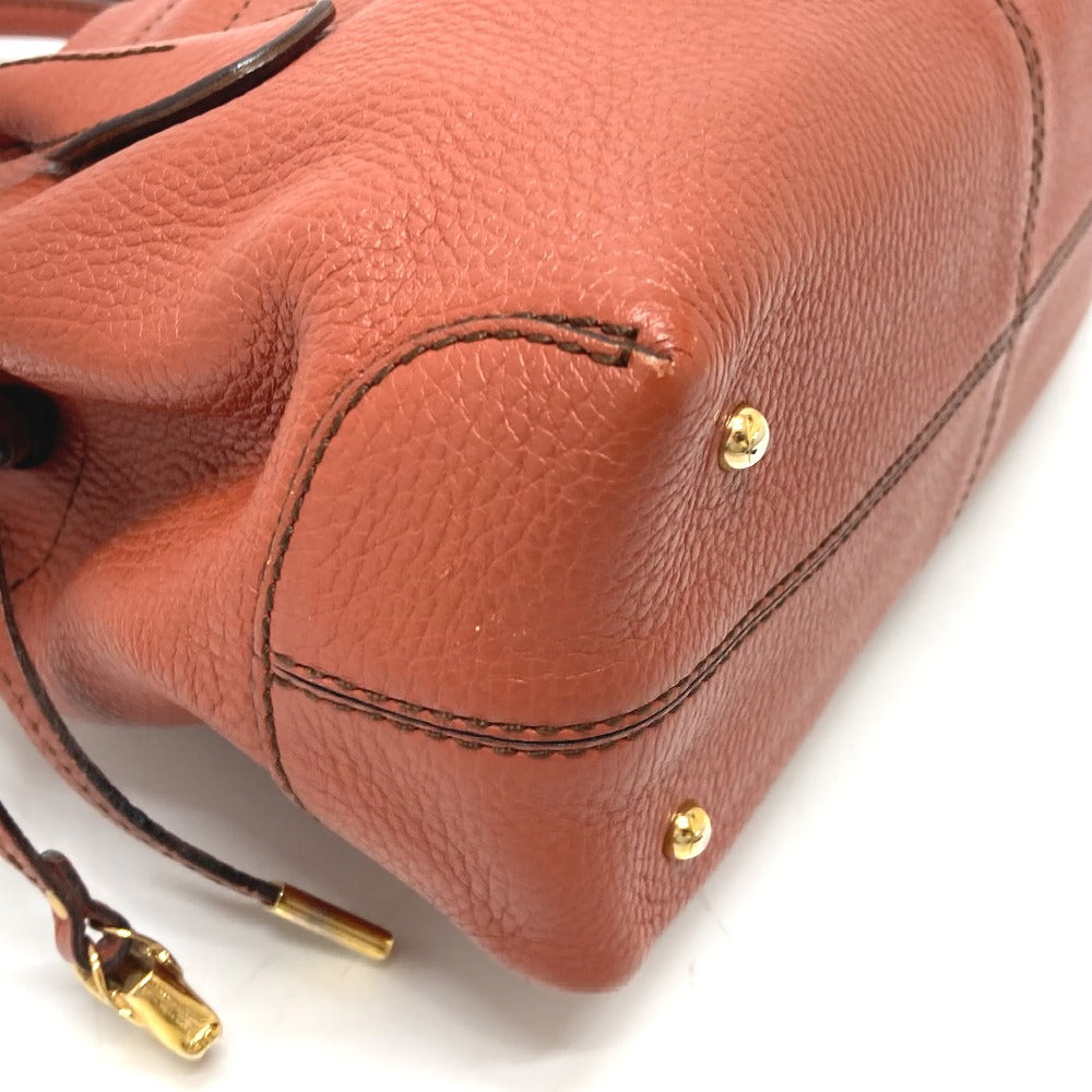 TOD'S Tote Bag leather Brown logo Women Used Authentic