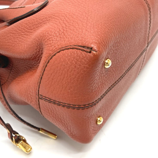 TOD'S Tote Bag leather Brown logo Women Used Authentic