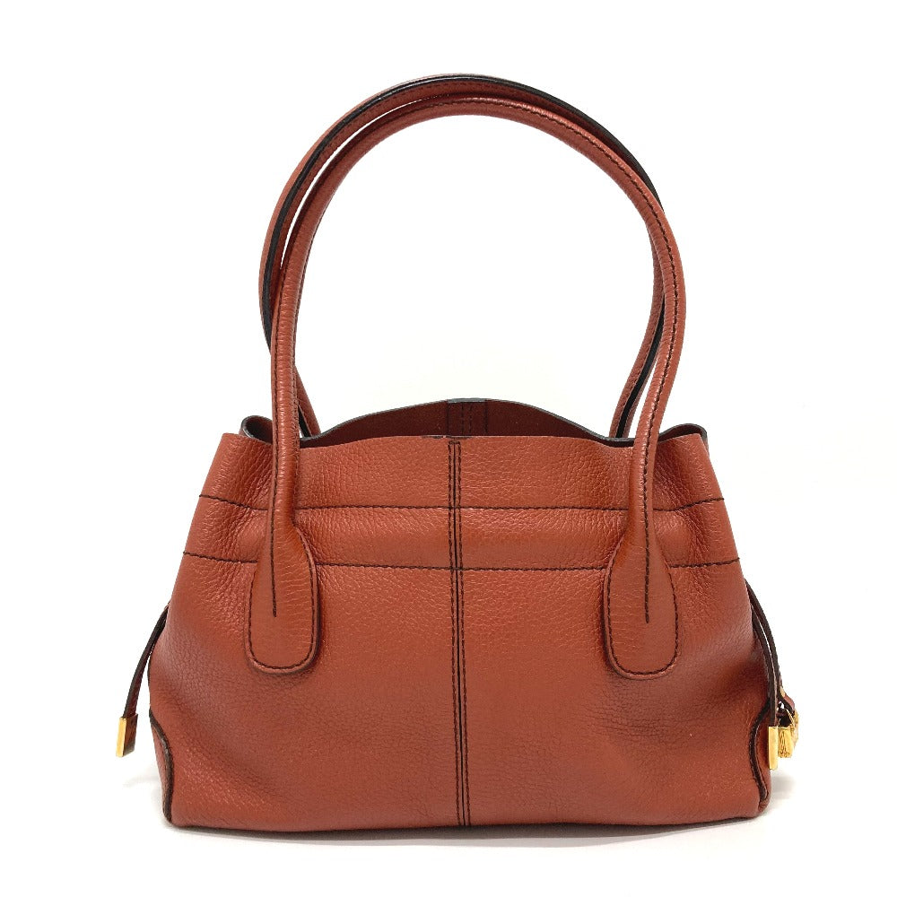 TOD'S Tote Bag leather Brown logo Women Used Authentic