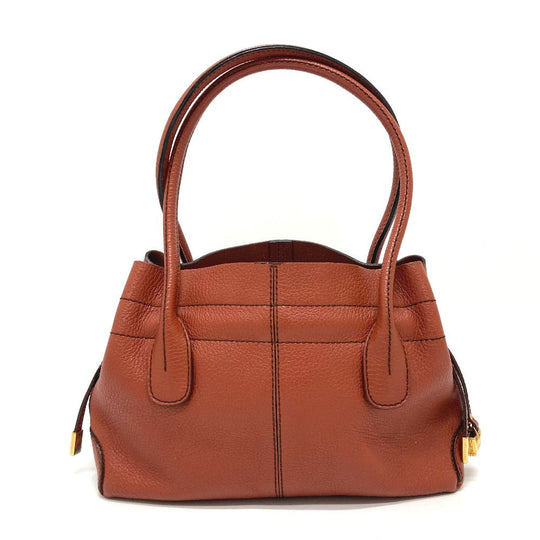 TOD'S Tote Bag leather Brown logo Women Used Authentic