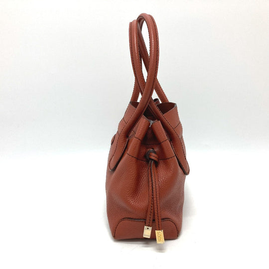 TOD'S Tote Bag leather Brown logo Women Used Authentic