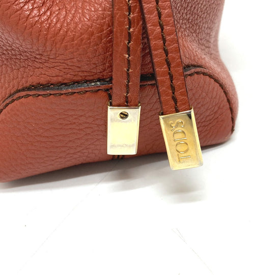 TOD'S Tote Bag leather Brown logo Women Used Authentic