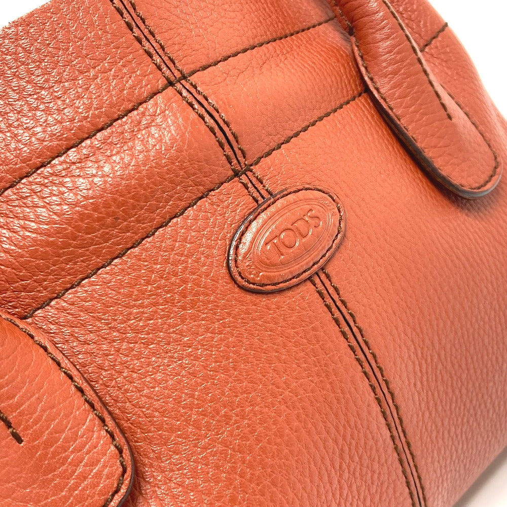 TOD'S Tote Bag leather Brown logo Women Used Authentic