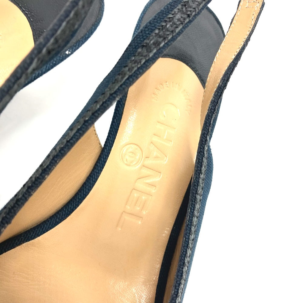 CHANEL pumps canvas black Camelia Women 35 C Used Authentic