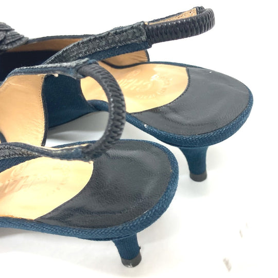 CHANEL pumps canvas black Camelia Women 35 C Used Authentic