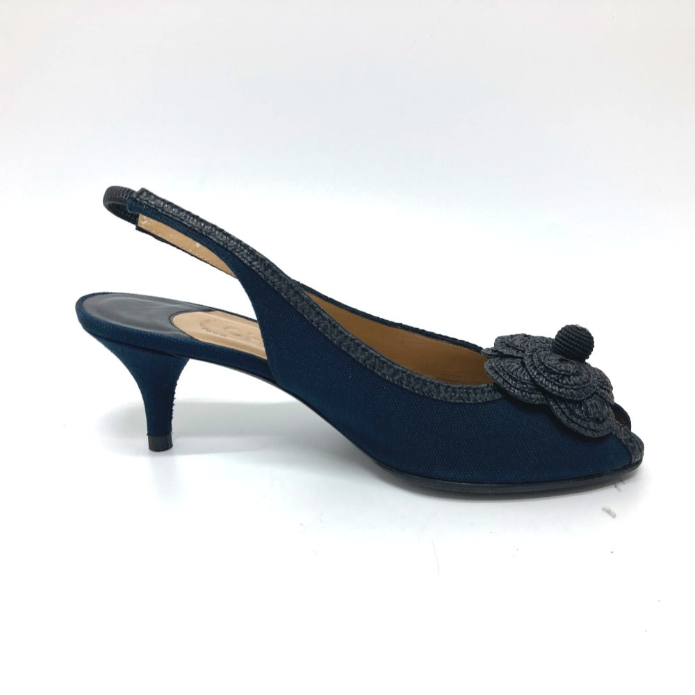 CHANEL pumps canvas black Camelia Women 35 C Used Authentic