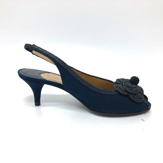 CHANEL pumps canvas black Camelia Women 35 C Used Authentic