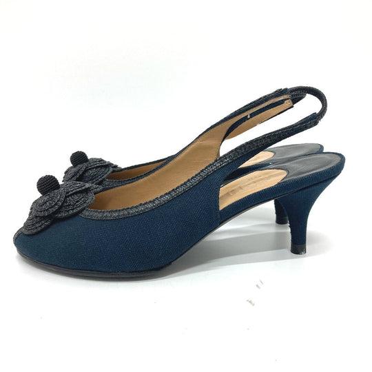 CHANEL pumps canvas black Camelia Women 35 C Used Authentic
