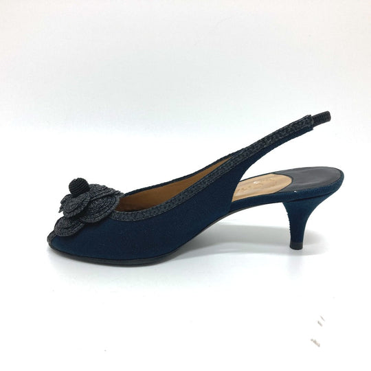 CHANEL pumps canvas black Camelia Women 35 C Used Authentic