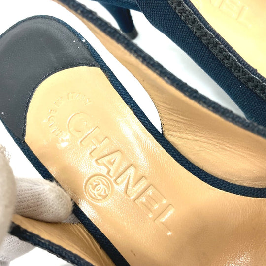 CHANEL pumps canvas black Camelia Women 35 C Used Authentic
