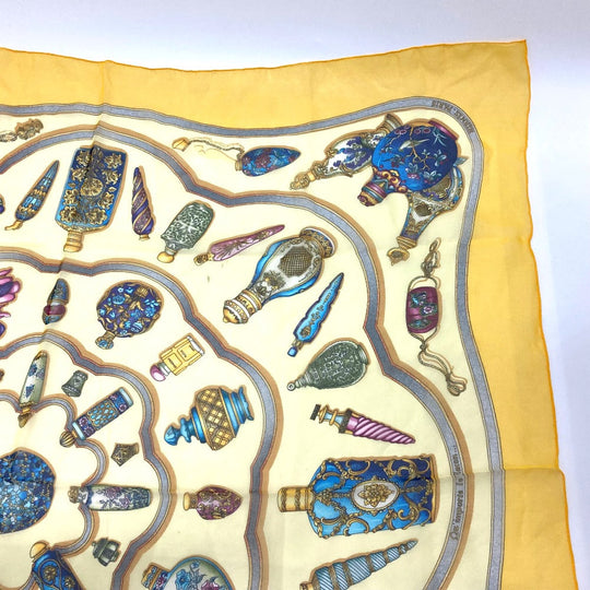 HERMES scarf silk yellow Qu importe le flacon Women Used Authentic
