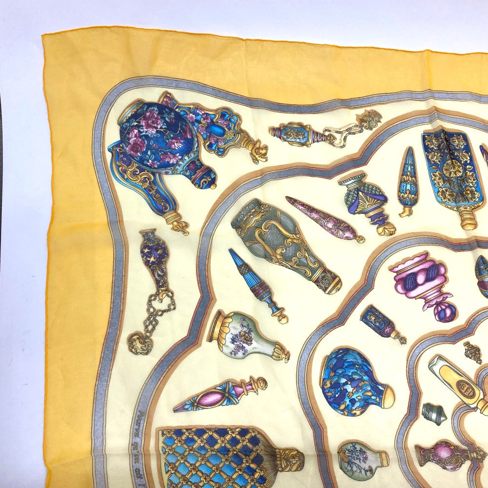 HERMES scarf silk yellow Qu importe le flacon Women Used Authentic