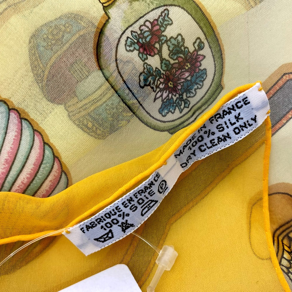 HERMES scarf silk yellow Qu importe le flacon Women Used Authentic