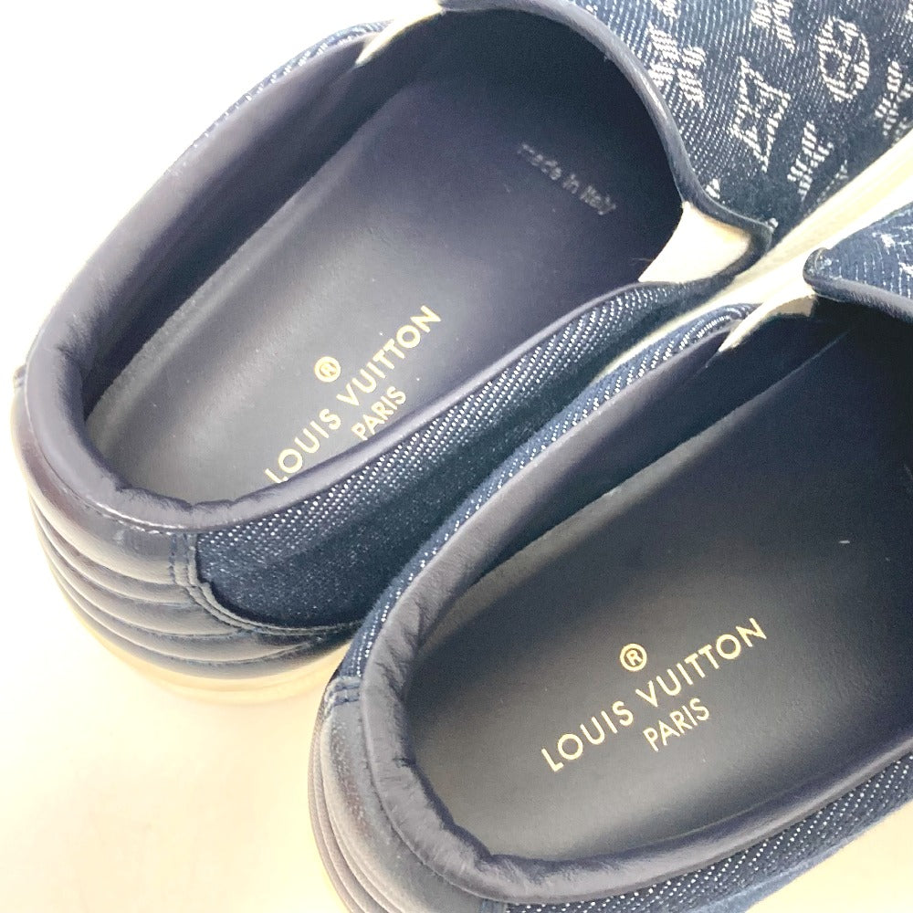 LOUIS VUITTON Slip-on Monogram denim blue Front row line Monogram denim Women 35 1/2 Used Authentic