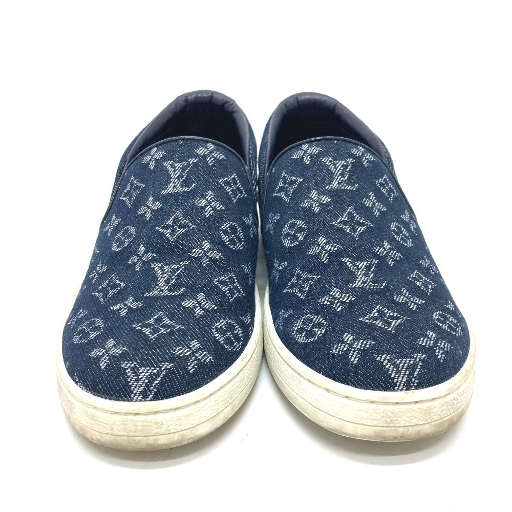 LOUIS VUITTON Slip-on Monogram denim blue Front row line Monogram denim Women 35 1/2 Used Authentic
