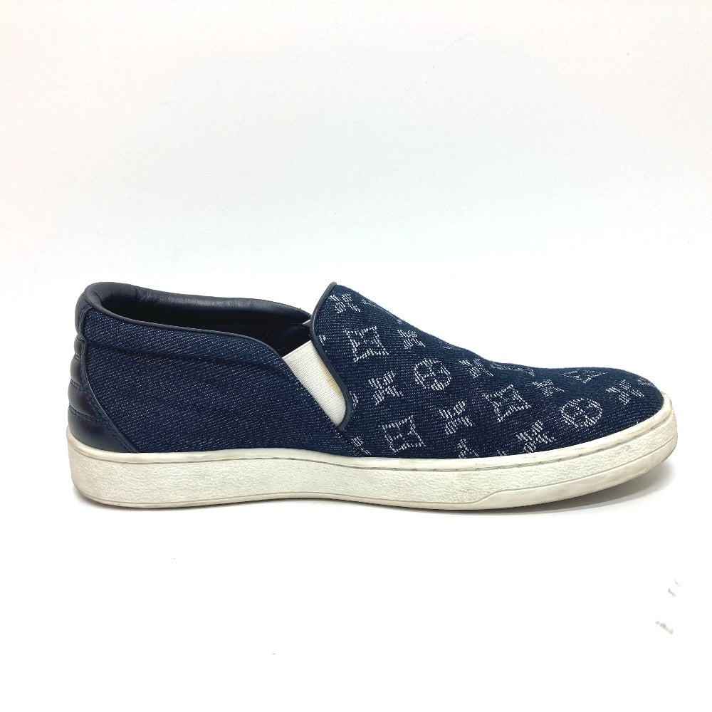 LOUIS VUITTON Slip-on Monogram denim blue Front row line Monogram denim Women 35 1/2 Used Authentic
